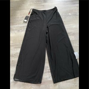 Tadashi Collection Palazzo Pant Black Mesh Overlay Wide Leg High Waist XL NWT